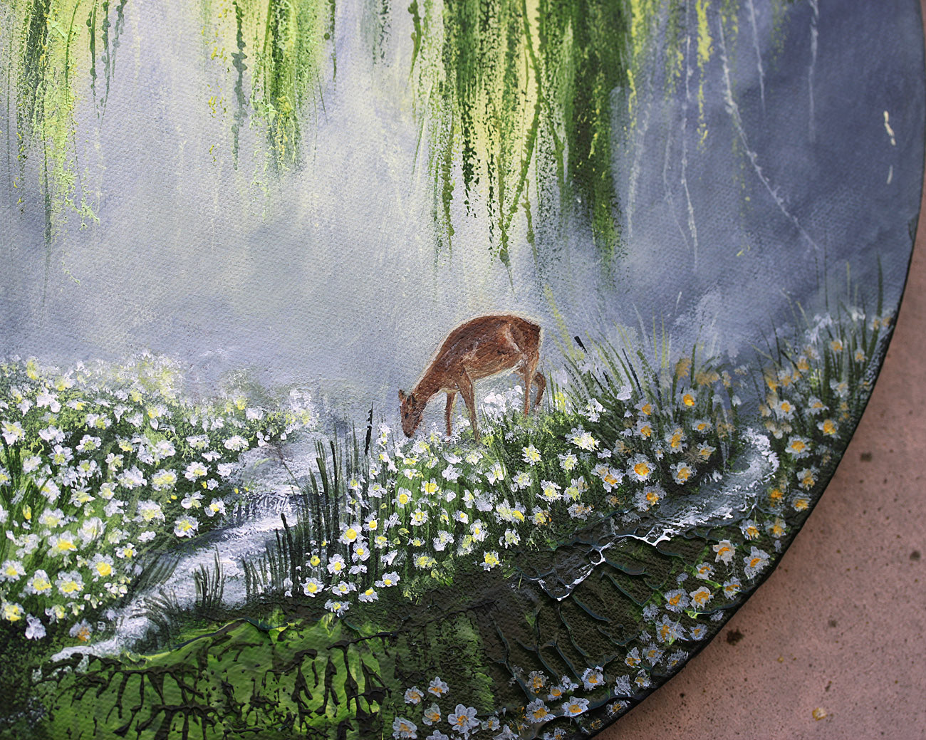 Night walk in a white flowers meadow 40cm