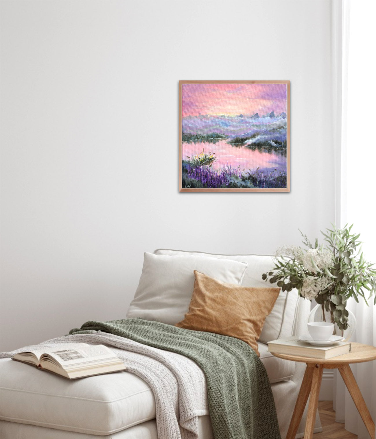 Sunset by the lake 40x40cm