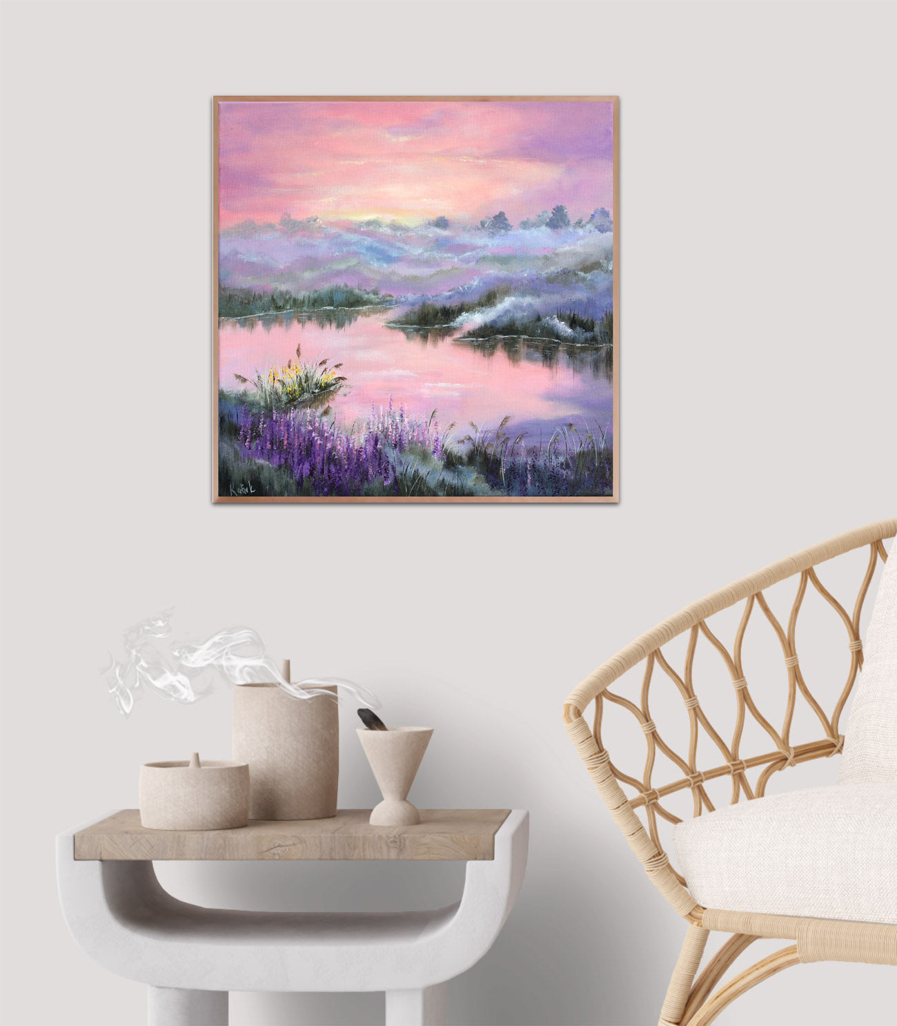 Sunset by the lake 40x40cm