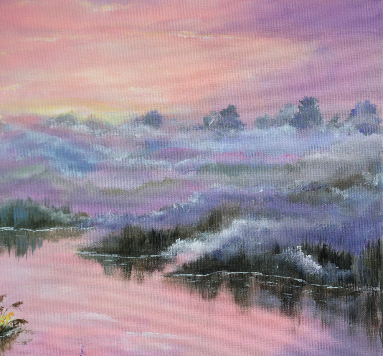 Sunset by the lake 40x40cm