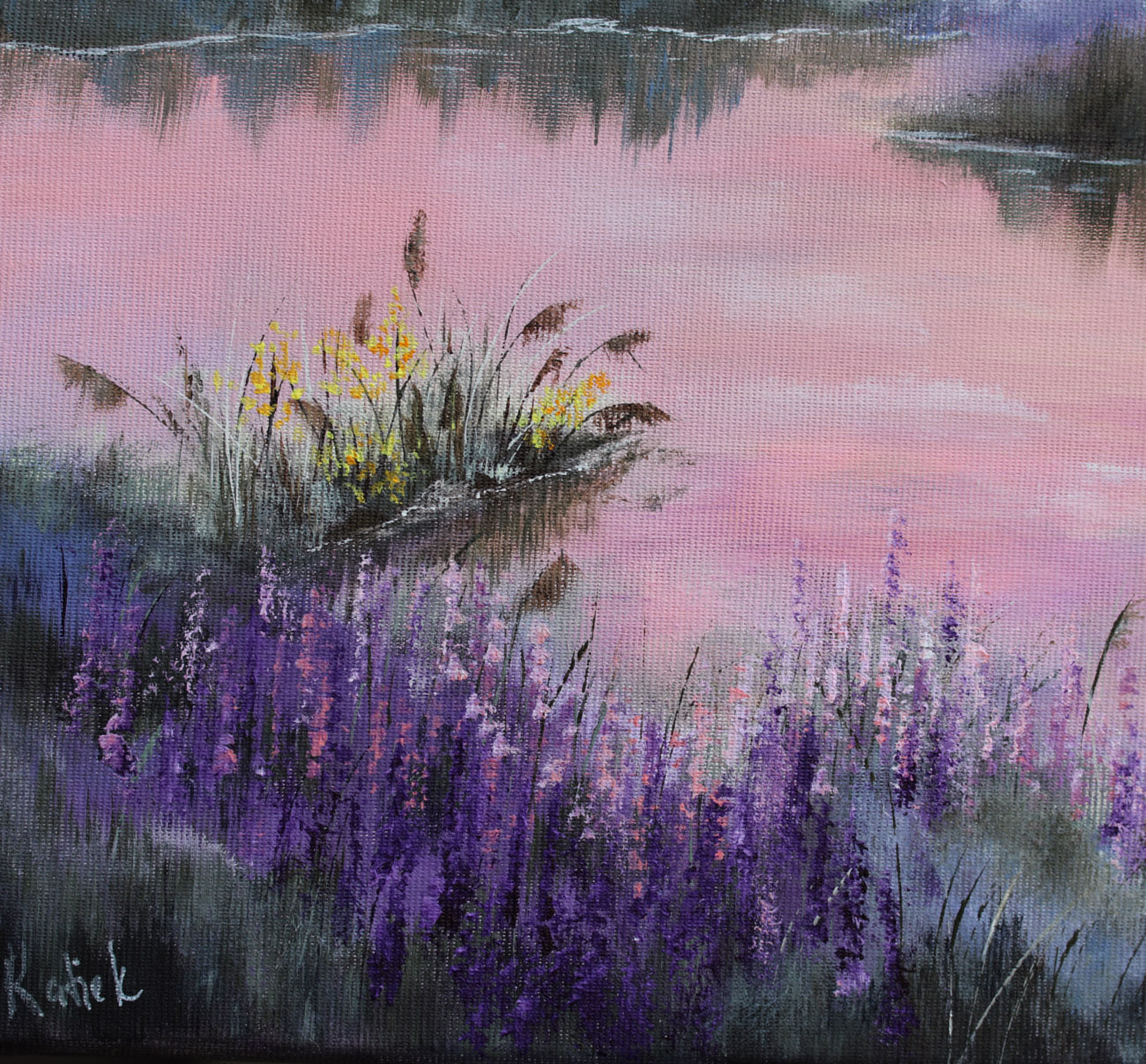 Sunset by the lake 40x40cm