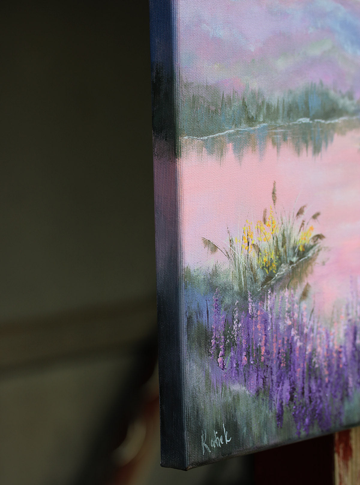 Sunset by the lake 40x40cm