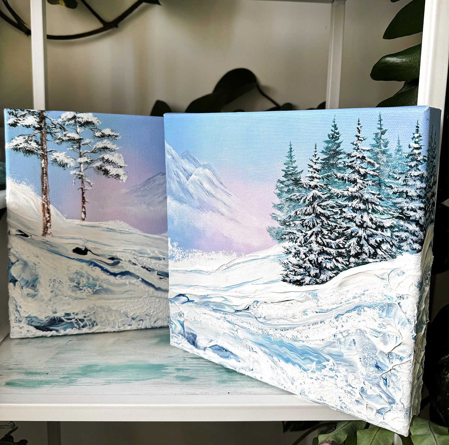 Winter slide spruce trees 25x25cm