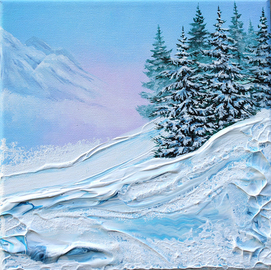 Winter slide spruce trees 25x25cm