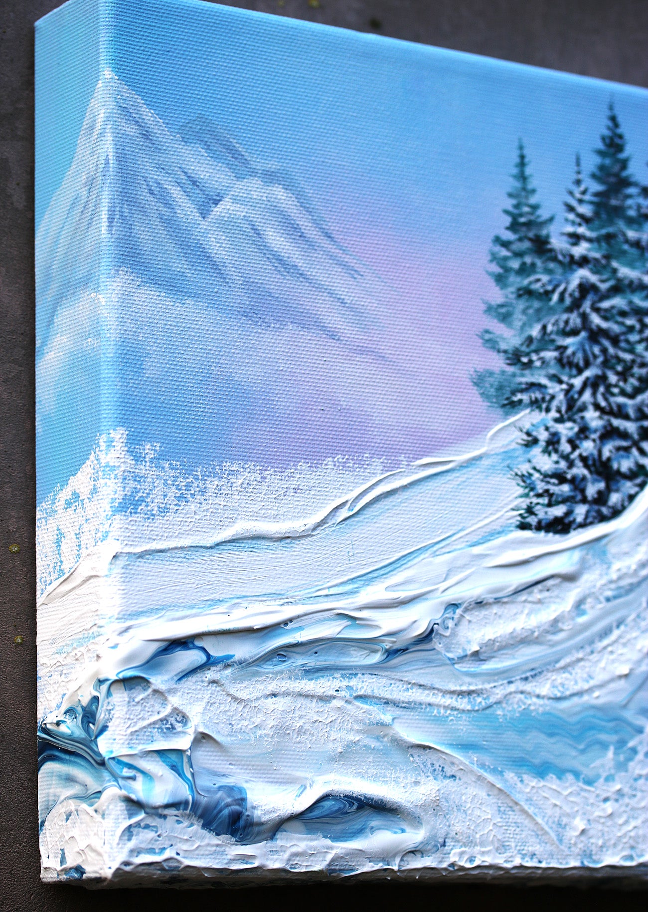 Winter slide spruce trees 25x25cm