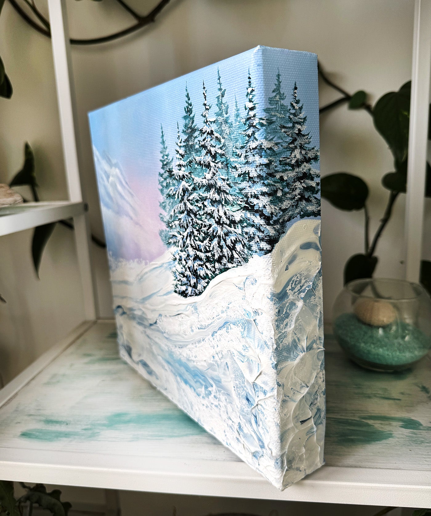 Winter slide spruce trees 25x25cm
