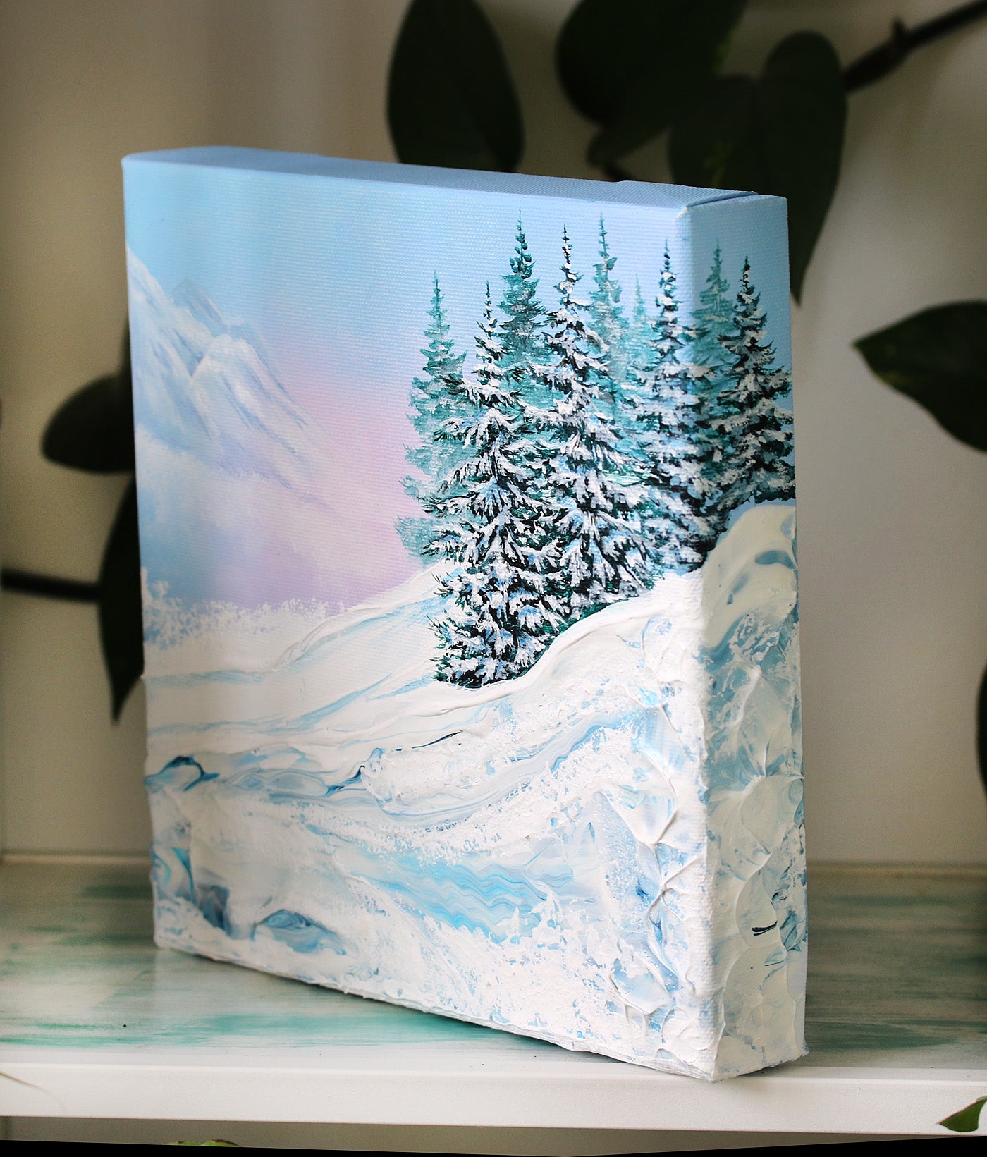 Winter slide spruce trees 25x25cm