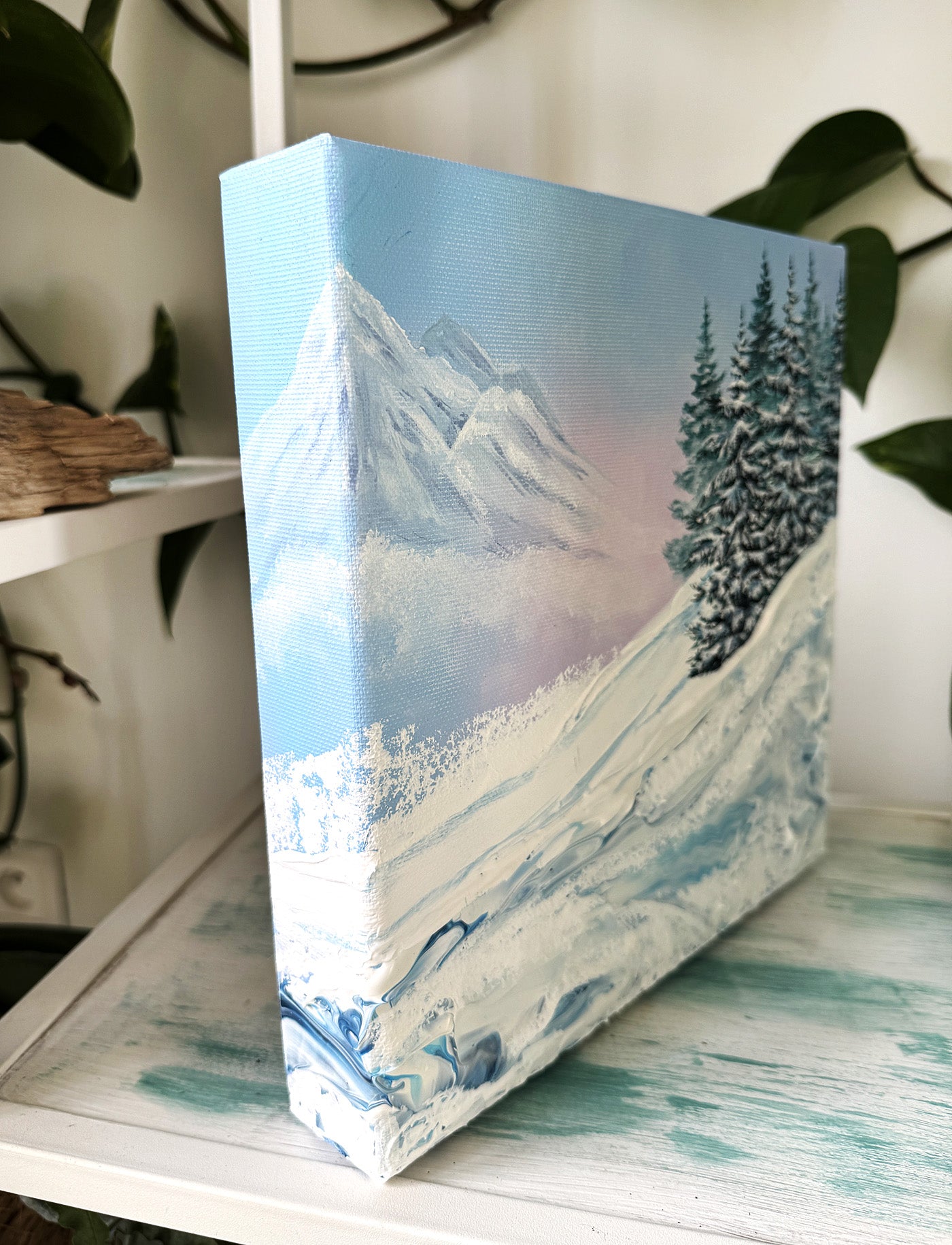 Winter slide spruce trees 25x25cm