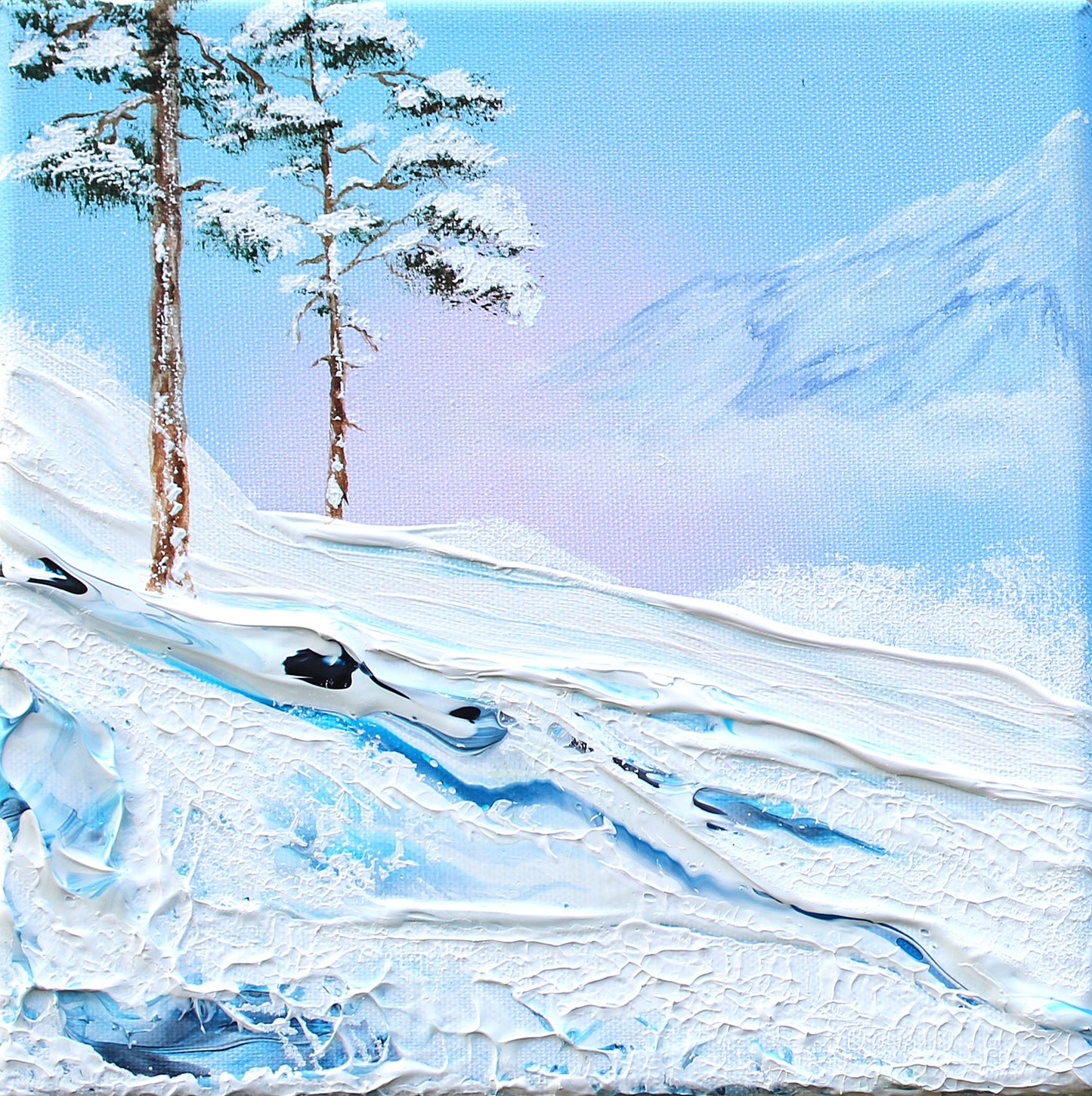 Winter slide pine trees 25x25cm