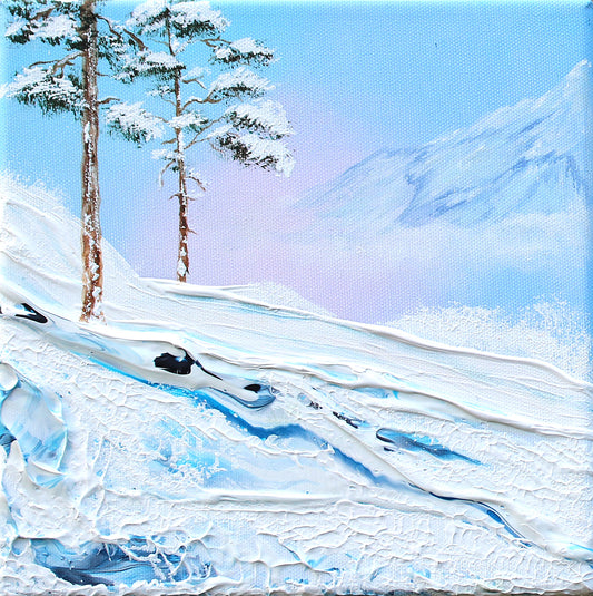 Winter slide pine trees 25x25cm