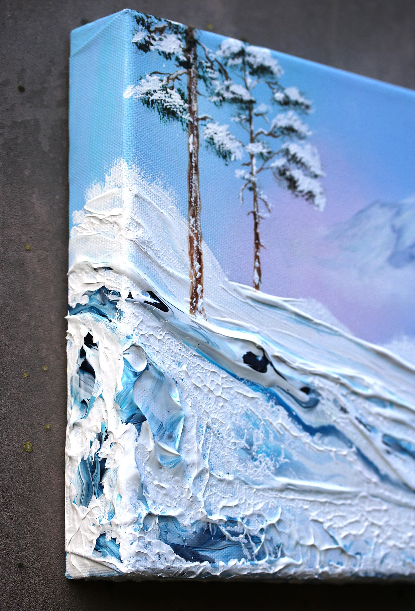 Winter slide pine trees 25x25cm
