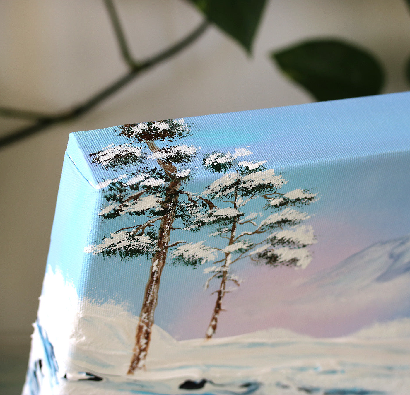 Winter slide pine trees 25x25cm