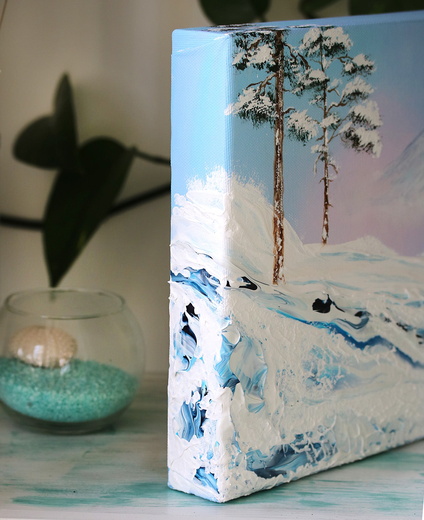 Winter slide pine trees 25x25cm