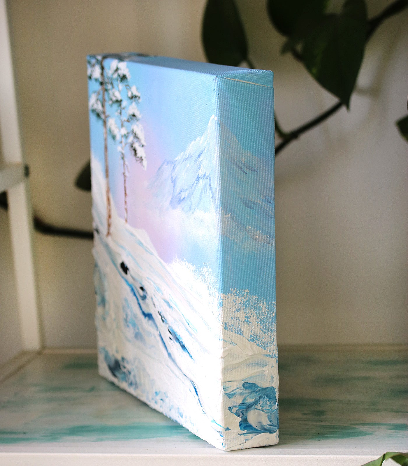 Winter slide pine trees 25x25cm
