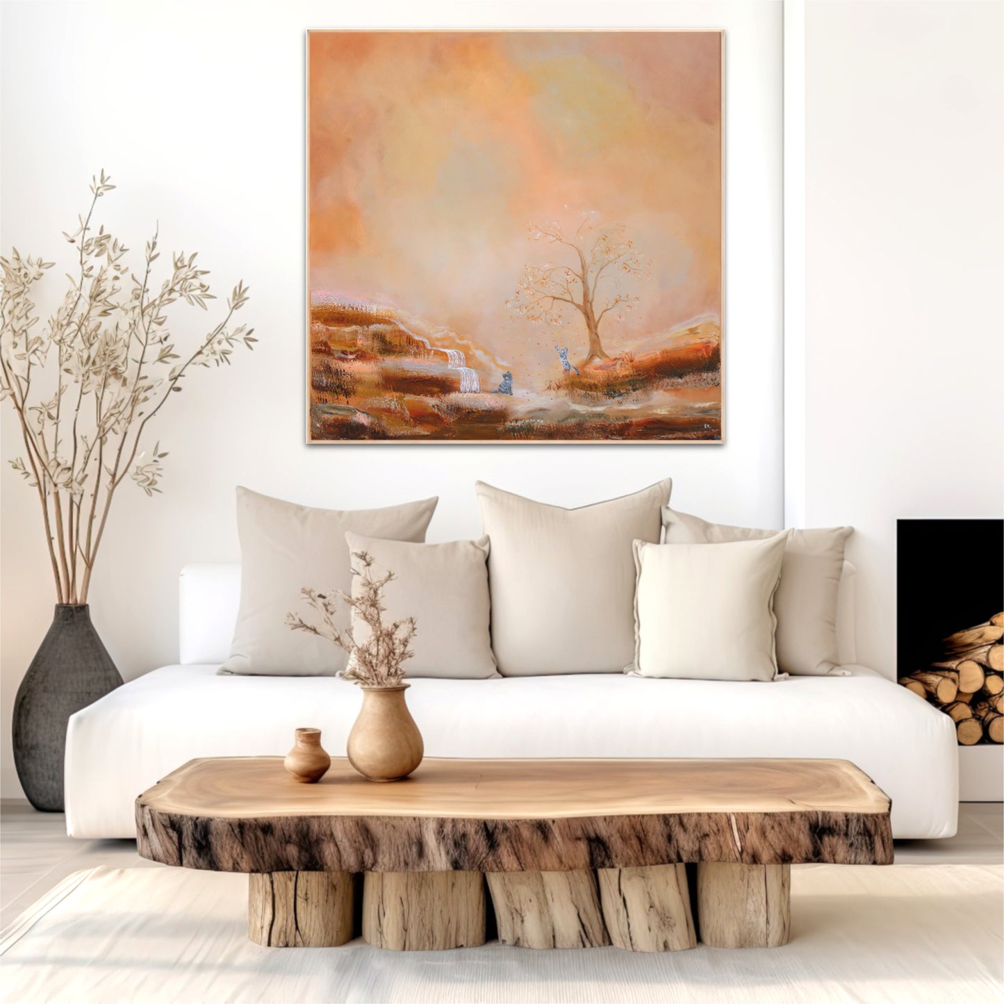 Playing with autumn leaves 80x80cm