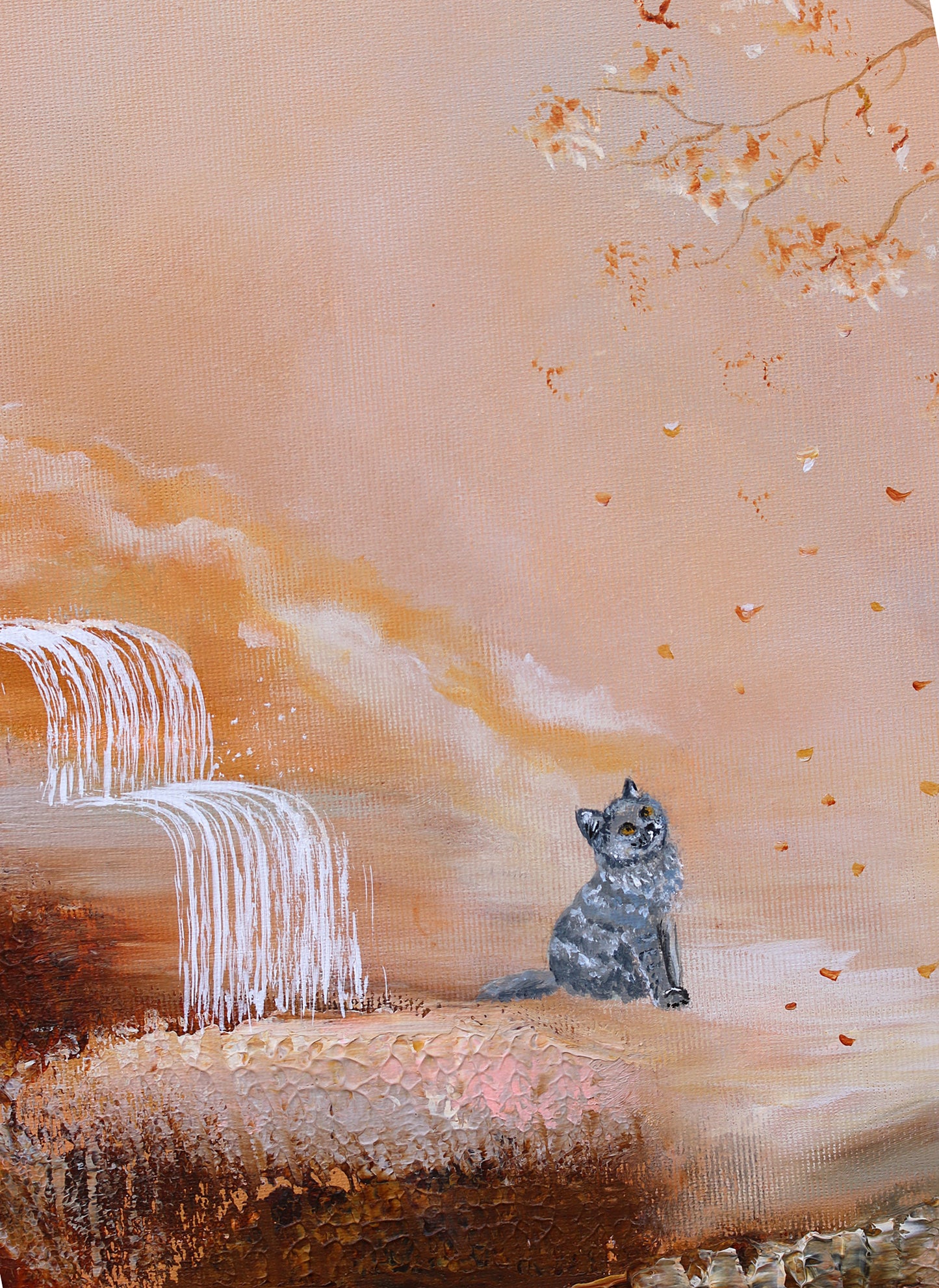 Playing with autumn leaves 80x80cm