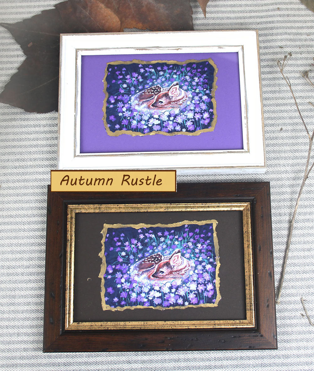 Baby Deer Among the Violets – Hand-Deckled Artisan Mini Print