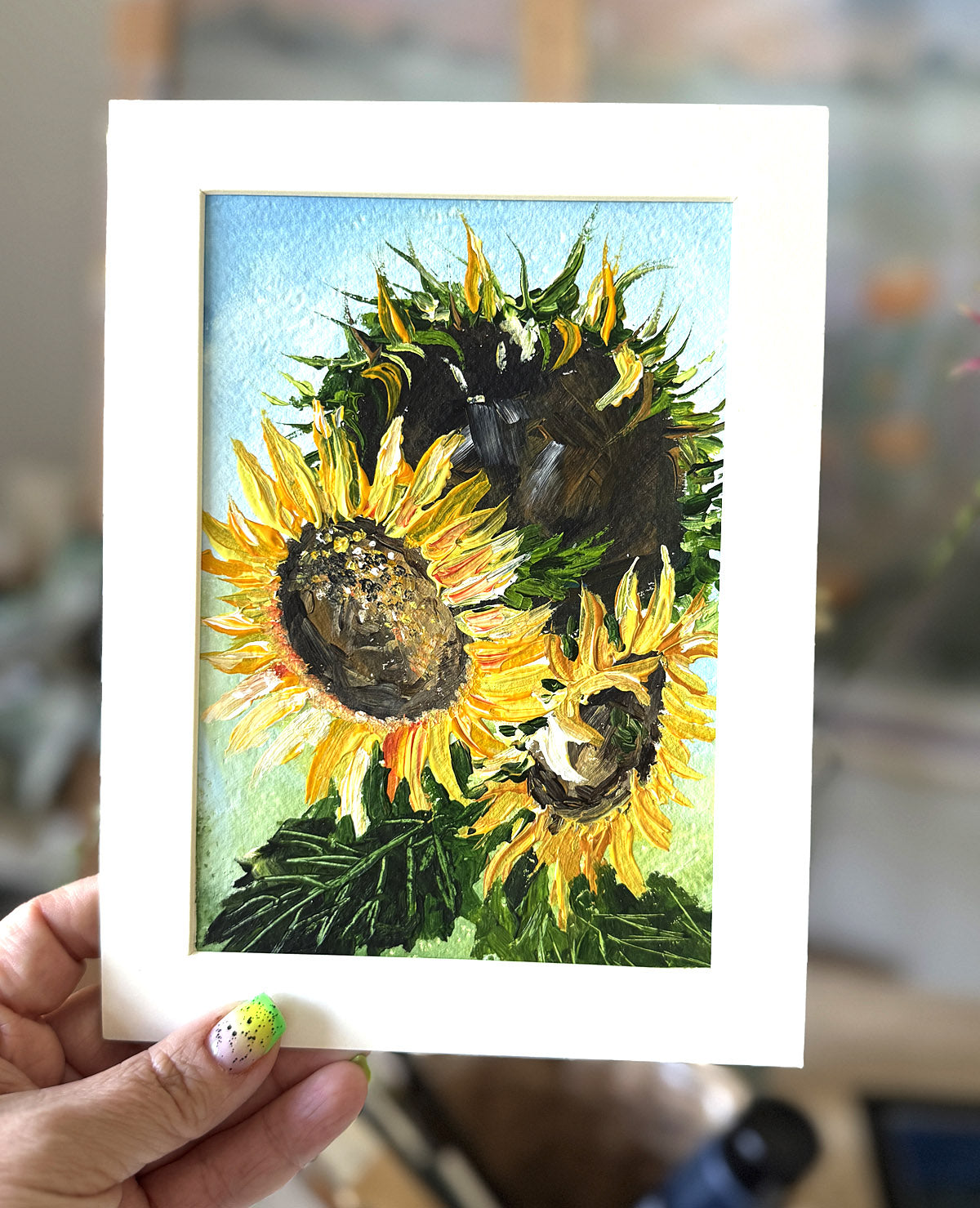 Original painting of sunflowers in acrylic