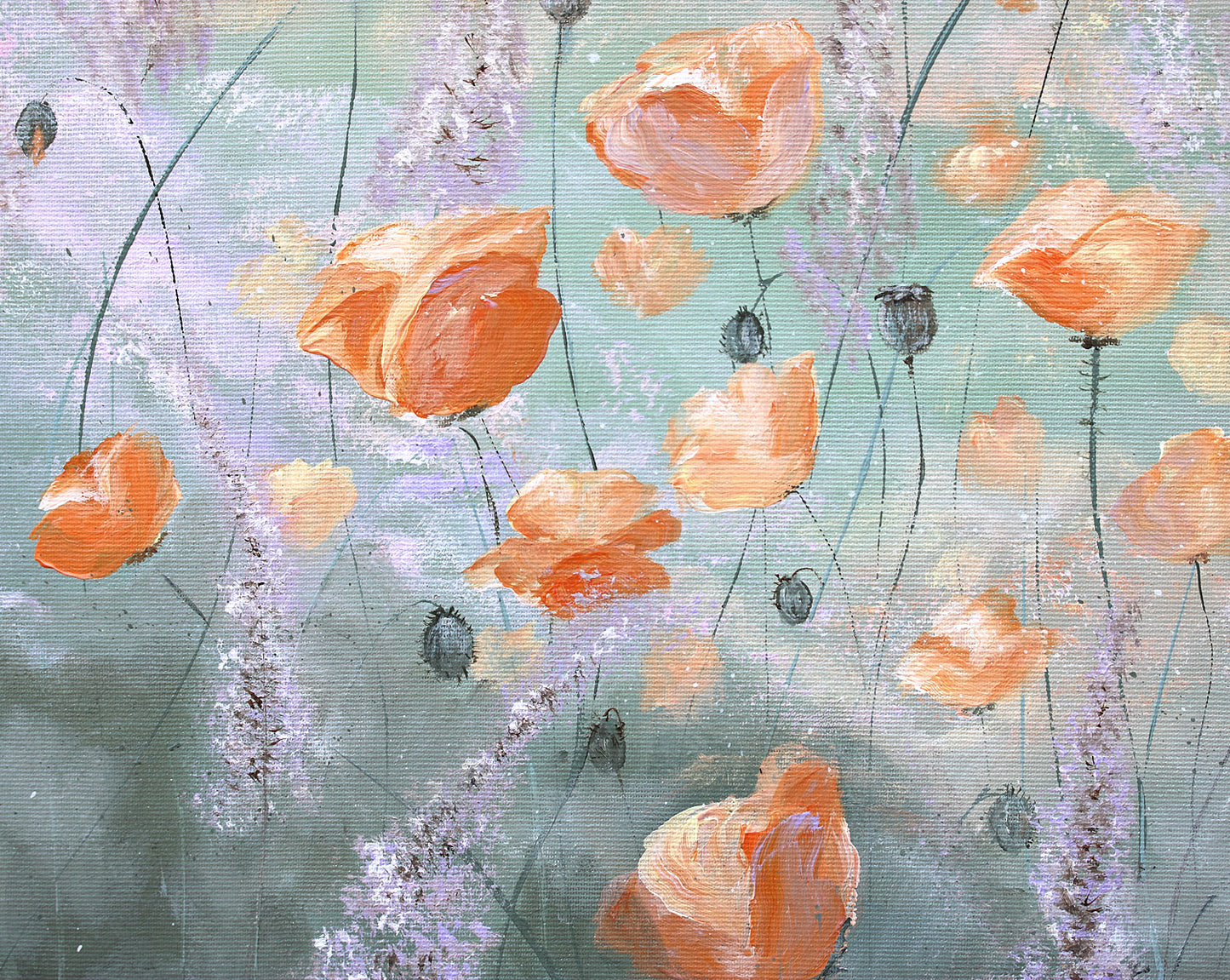 Dew kissed poppies 80x80cm
