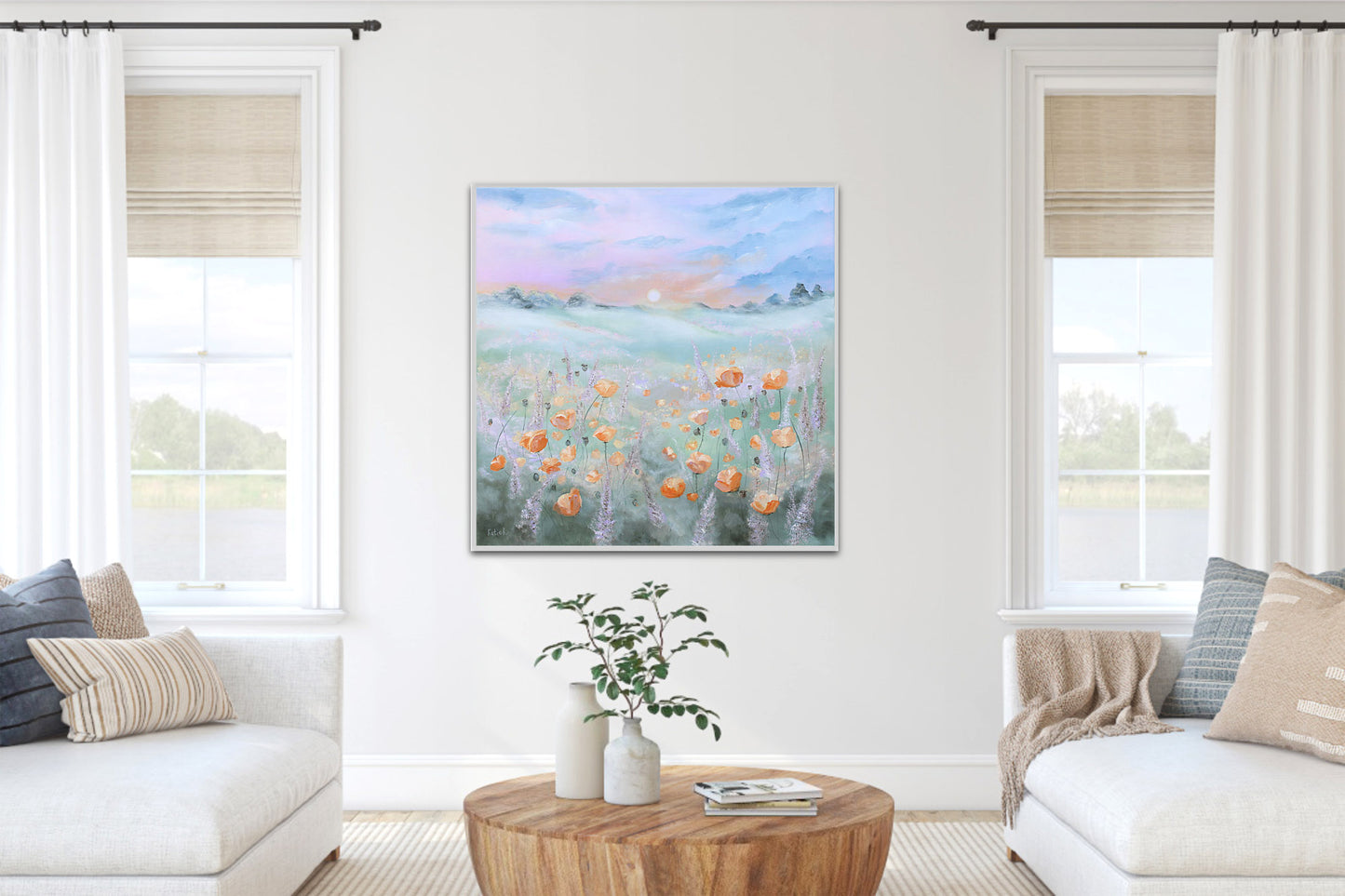 Dew kissed poppies 80x80cm