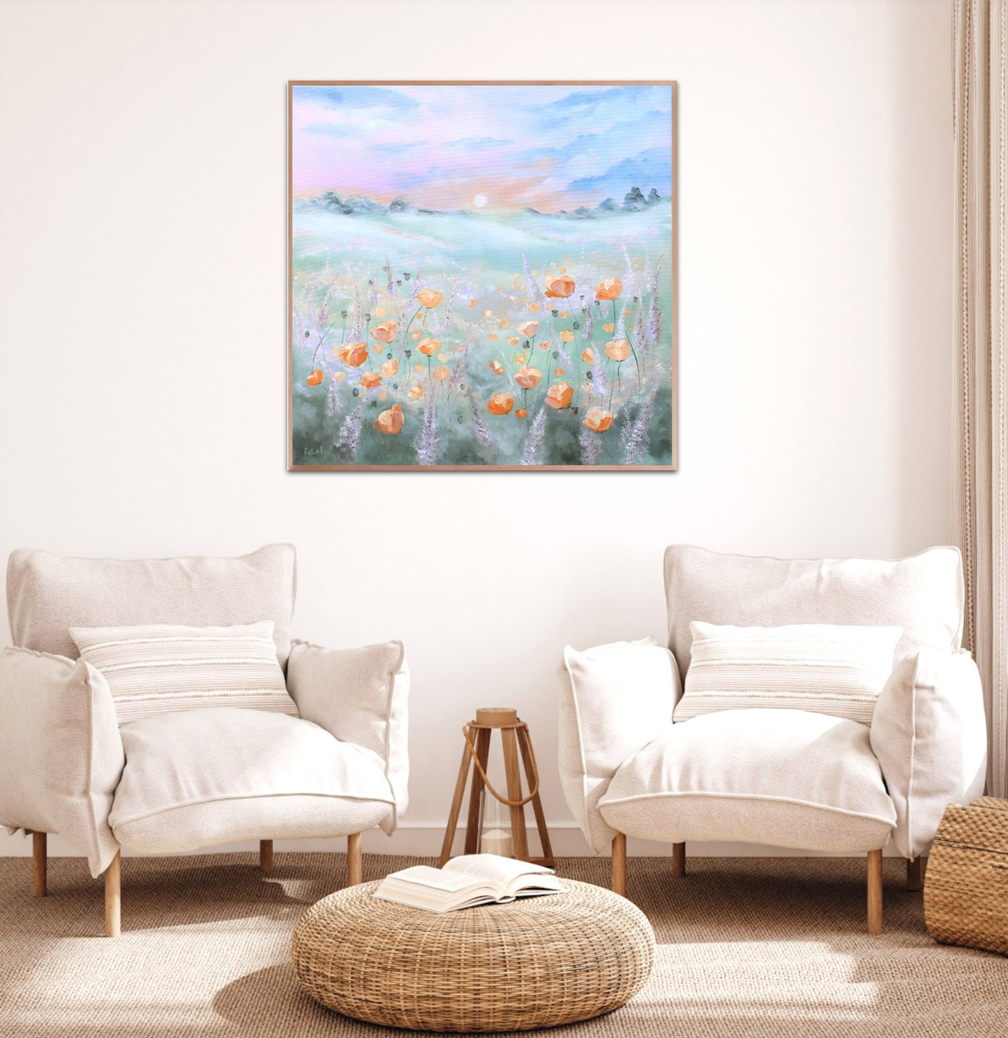 Dew kissed poppies 80x80cm