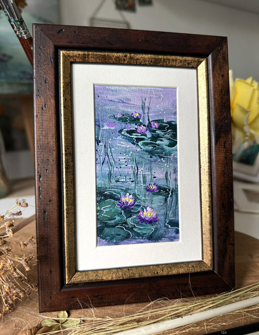 impressionist style miniature water lily painting