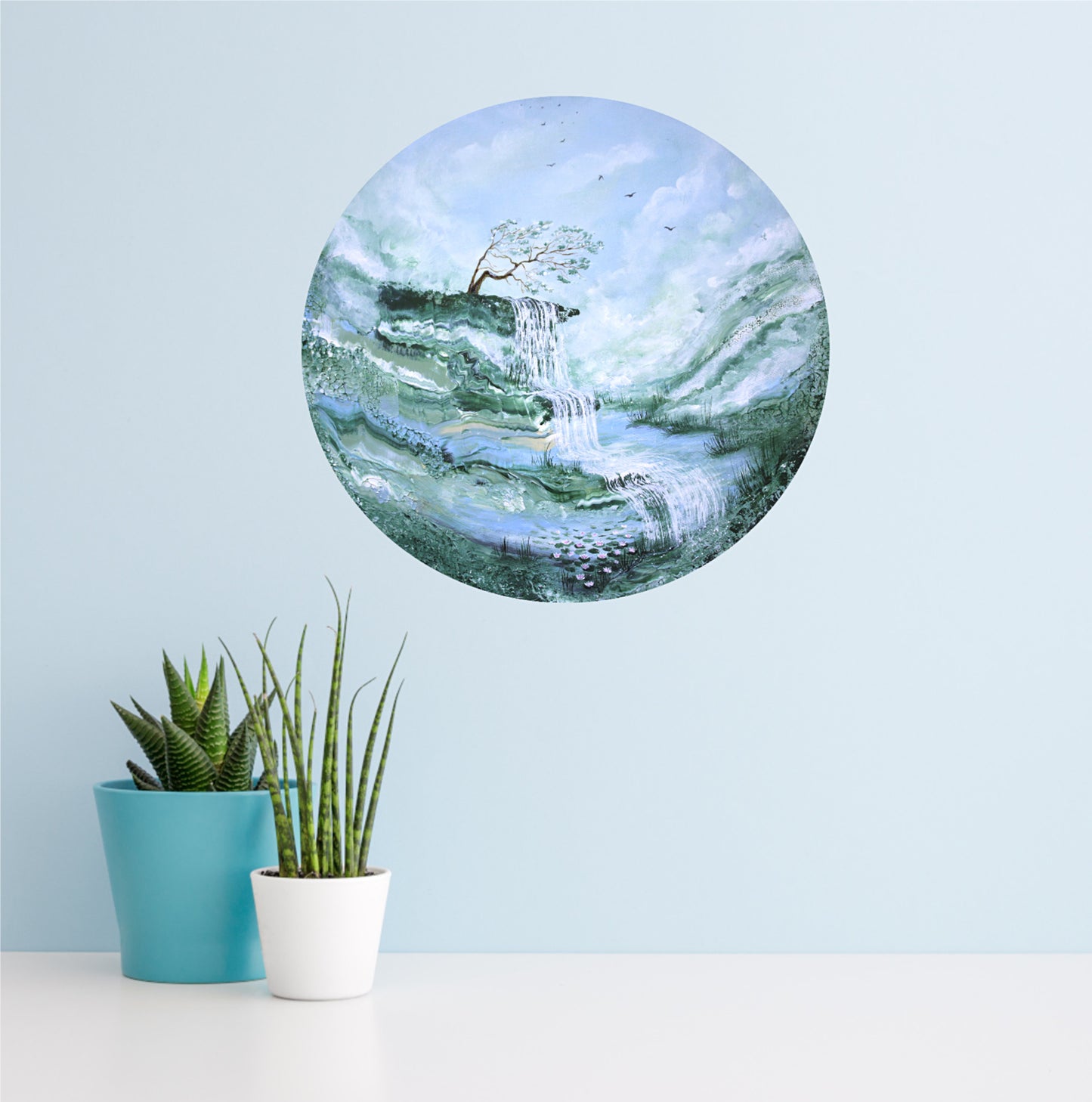 Minty mist 40cm round canvas