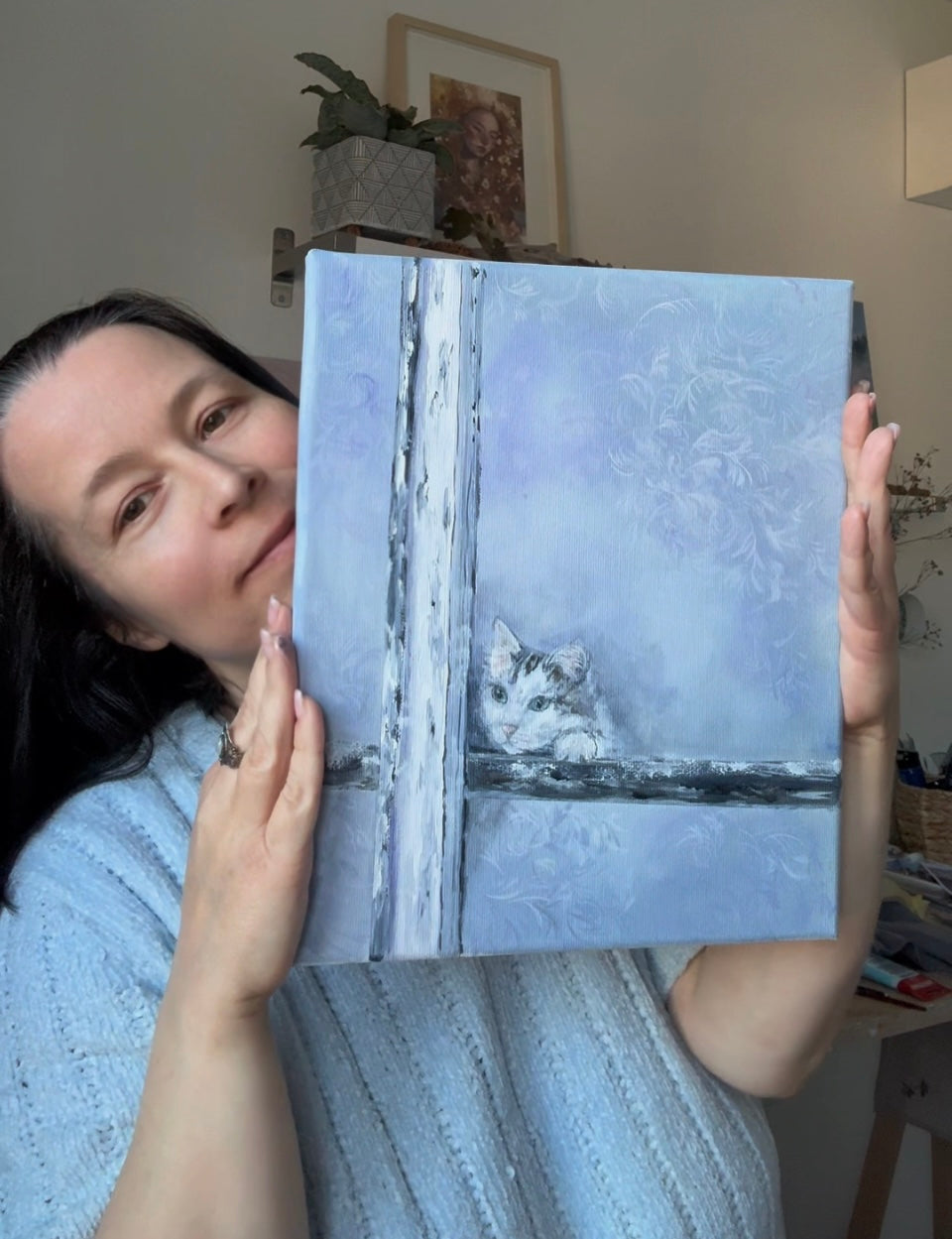 Cat by the Frozen Window