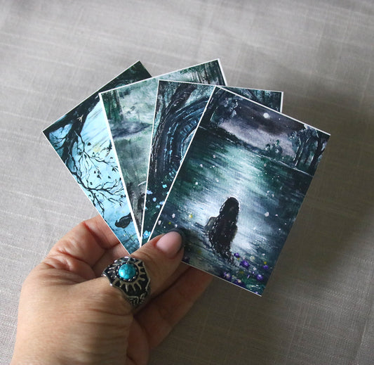 ACEO cards set in mystical dark fantasy vibe