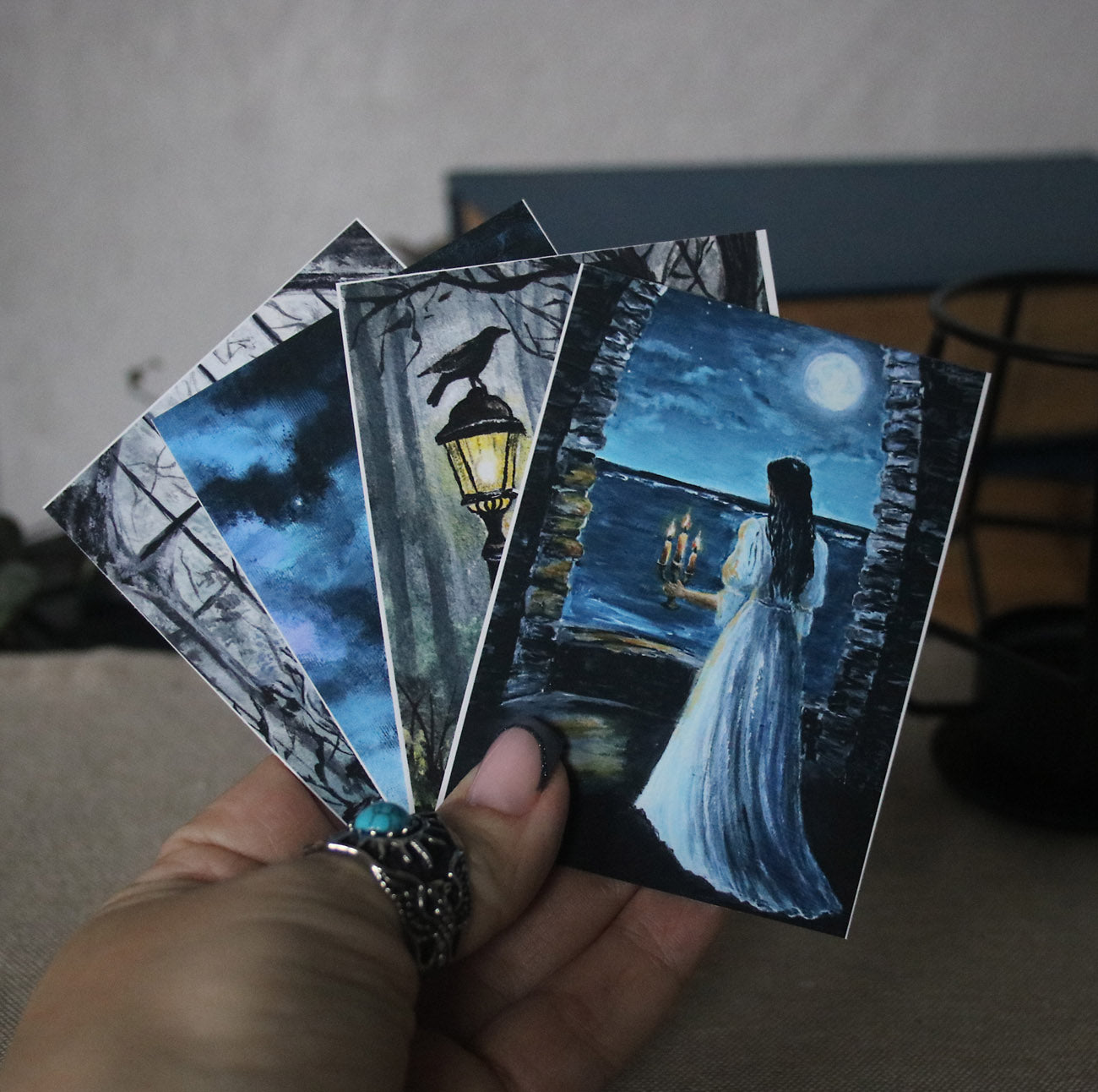 ACEO cards set in mystical dark fantasy vibe