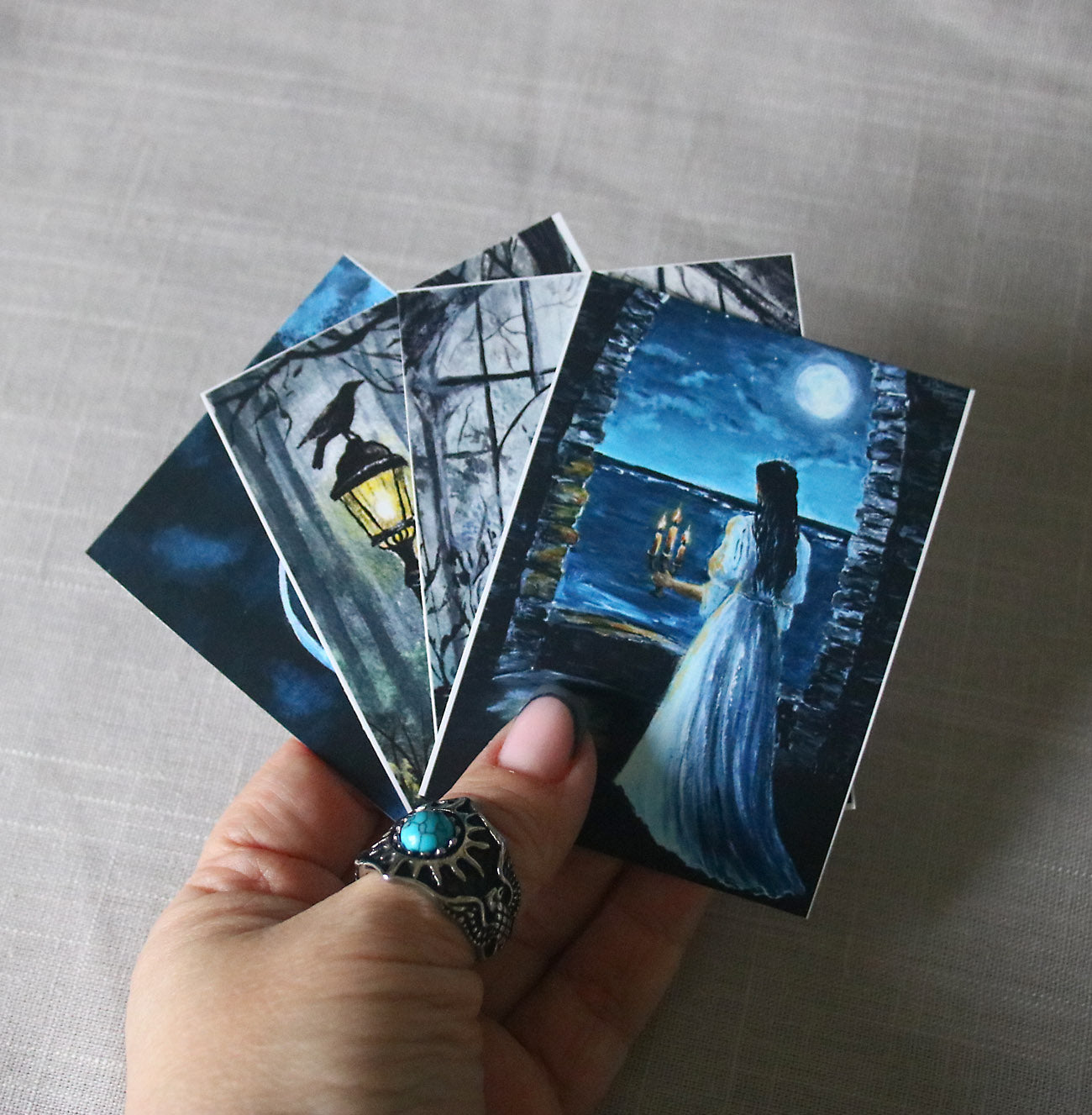 ACEO cards set in mystical dark fantasy vibe