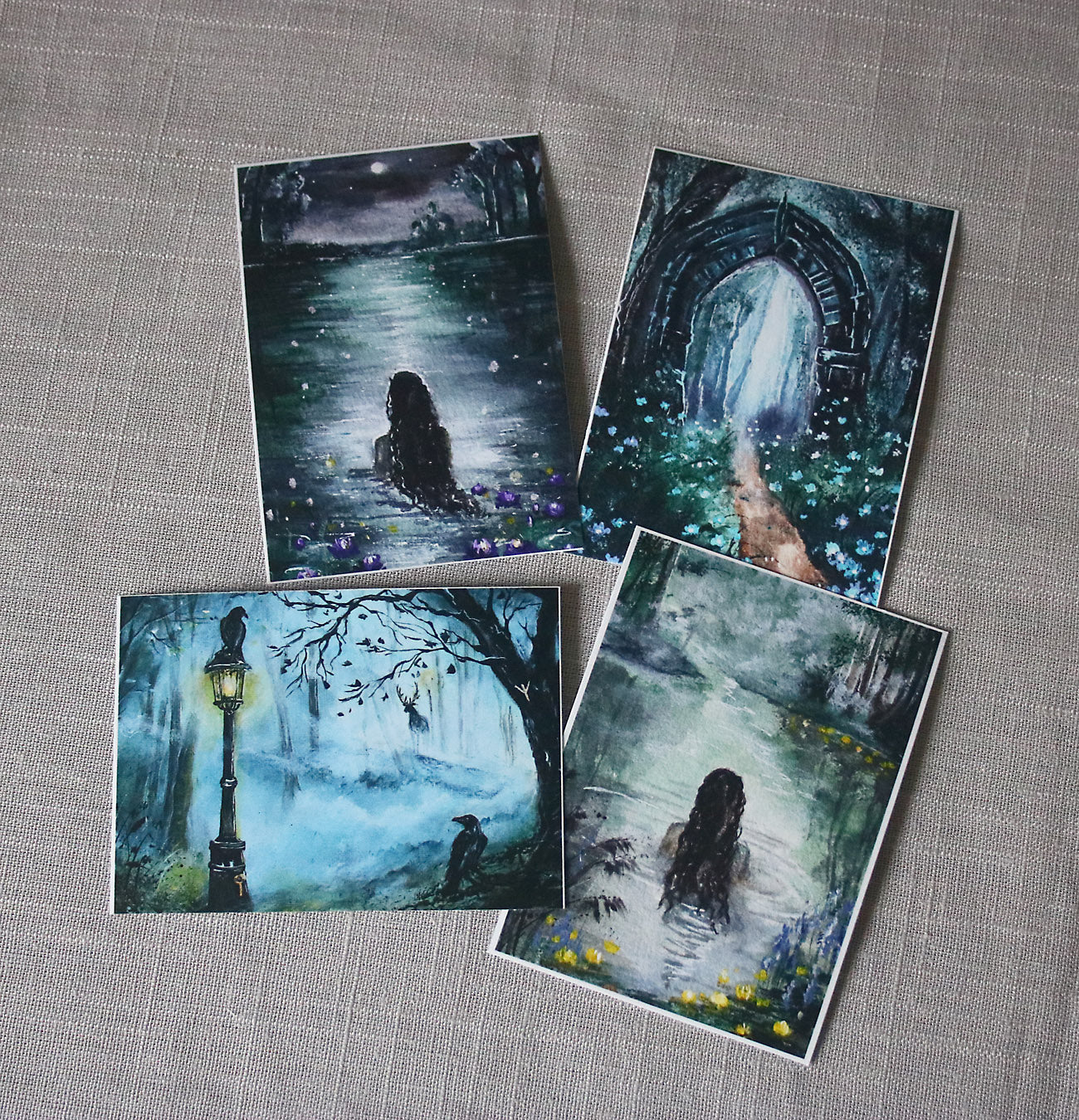 ACEO cards set in mystical dark fantasy vibe