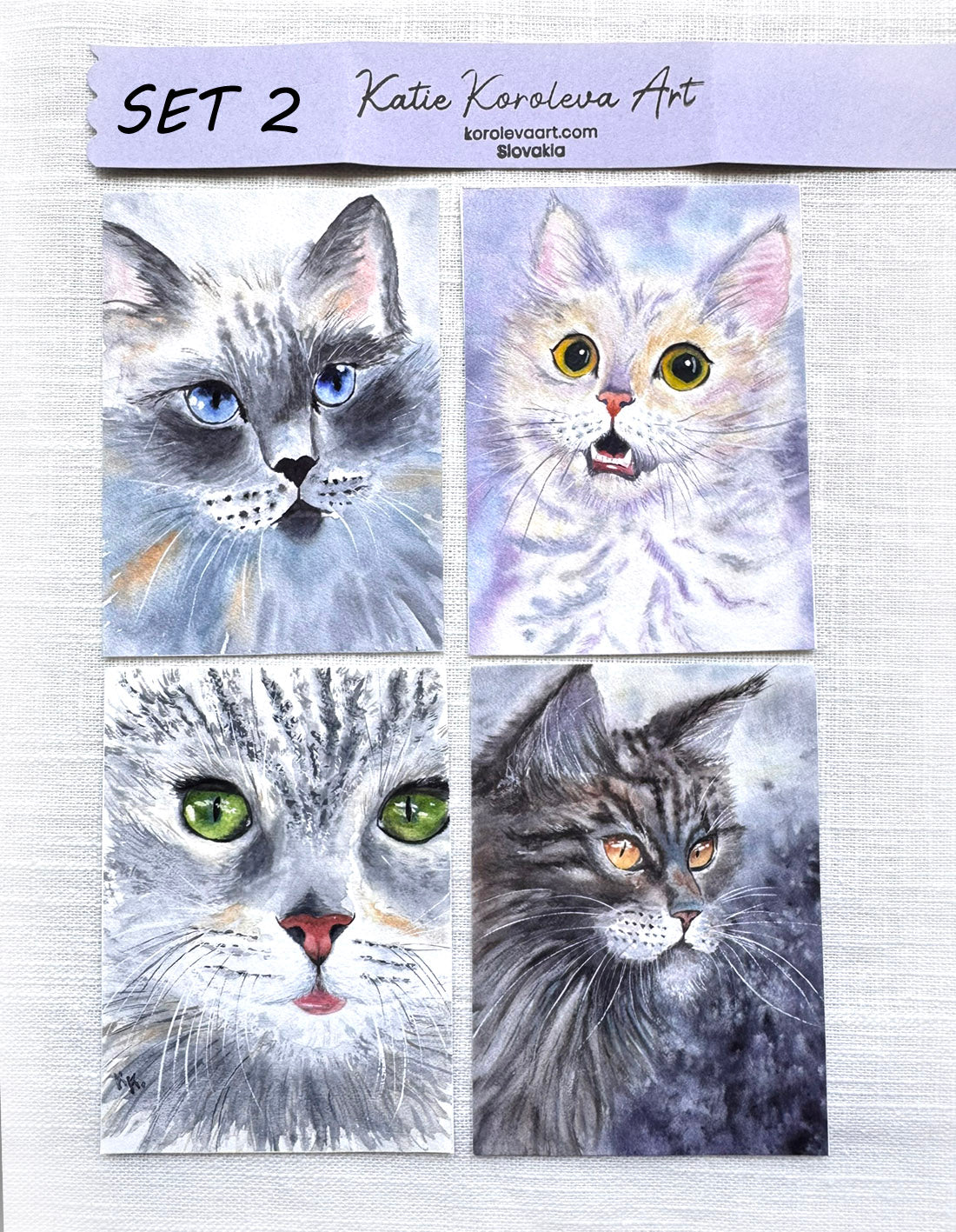 Watercolor Cats ACEO/ Pocket Art mini prints
