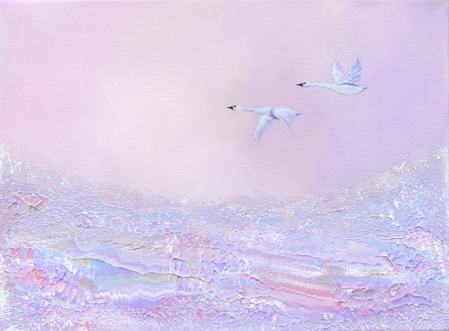 Cotton candy swans