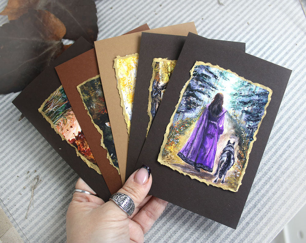 Girl with the Wolf – Hand-Deckled Artisan Mini Print