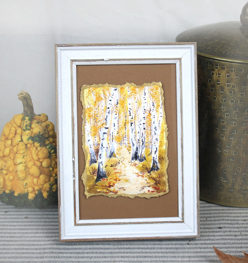 Decked edge artisan fine art print yellow birch trees forest