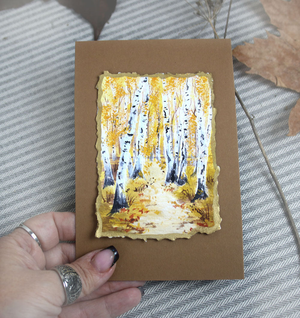 Decked edge artisan fine art print yellow birch trees forest