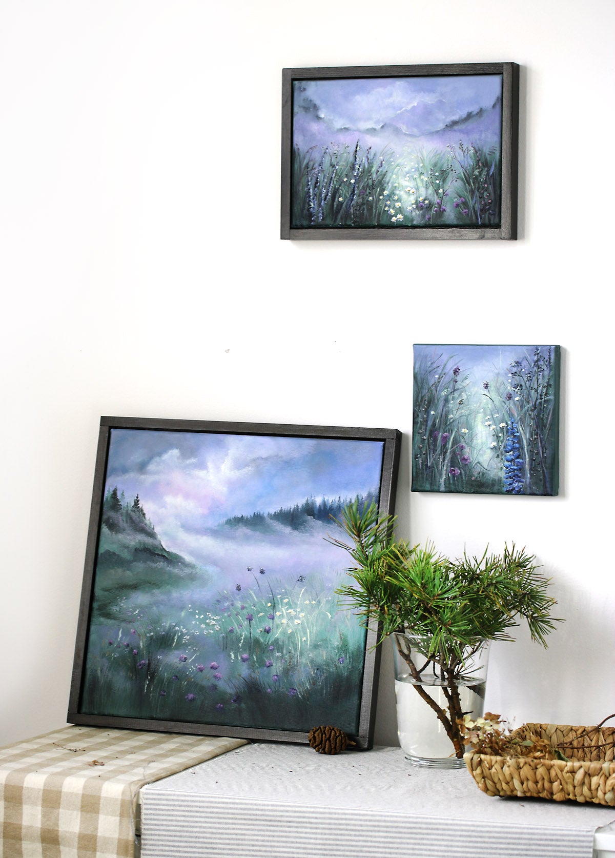 Blue wildflowers original small painting by korolevaart