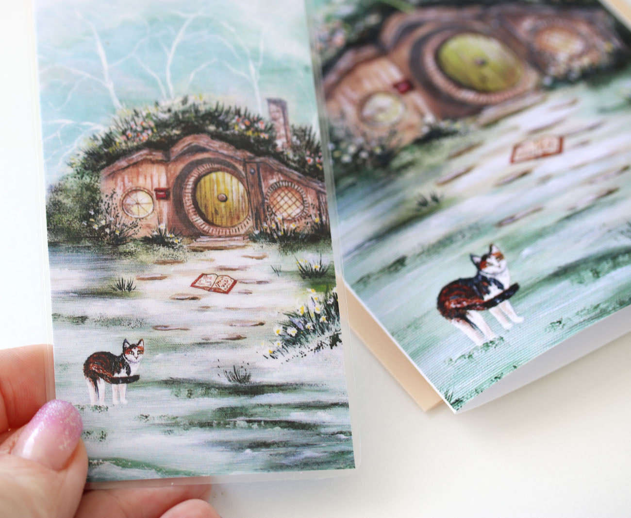 Hobbit cottage bookmark and greeting card gift set