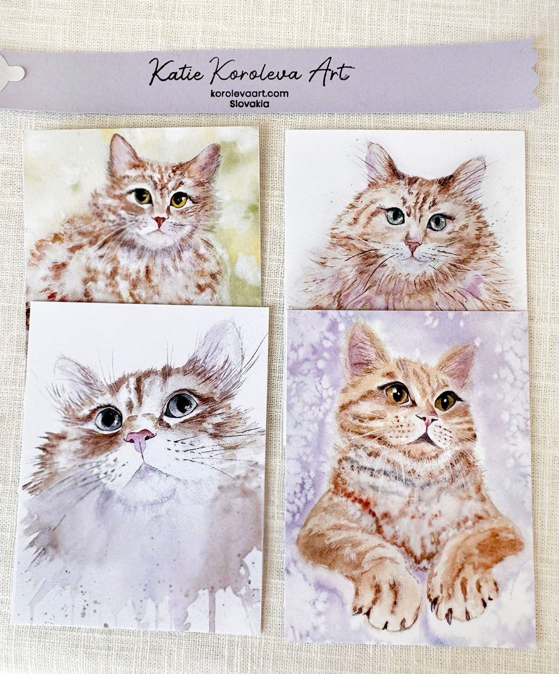Watercolor Cats Note Cards