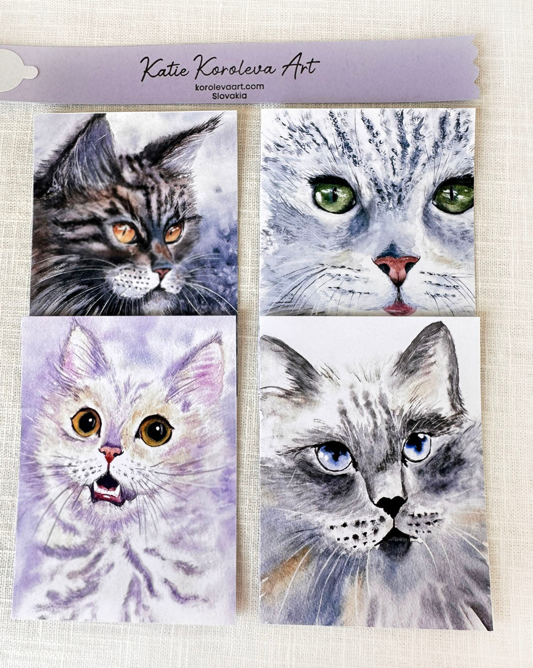 Watercolor Cats Note Cards