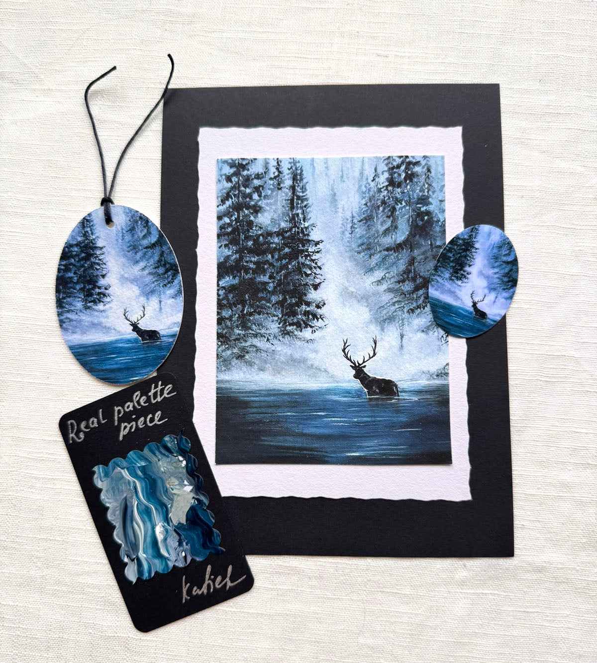 Dark forest landscape with a deer fine art print keepsake set
