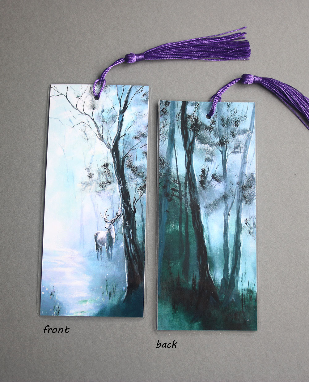 Dark forest deer illustrated art bookmark
