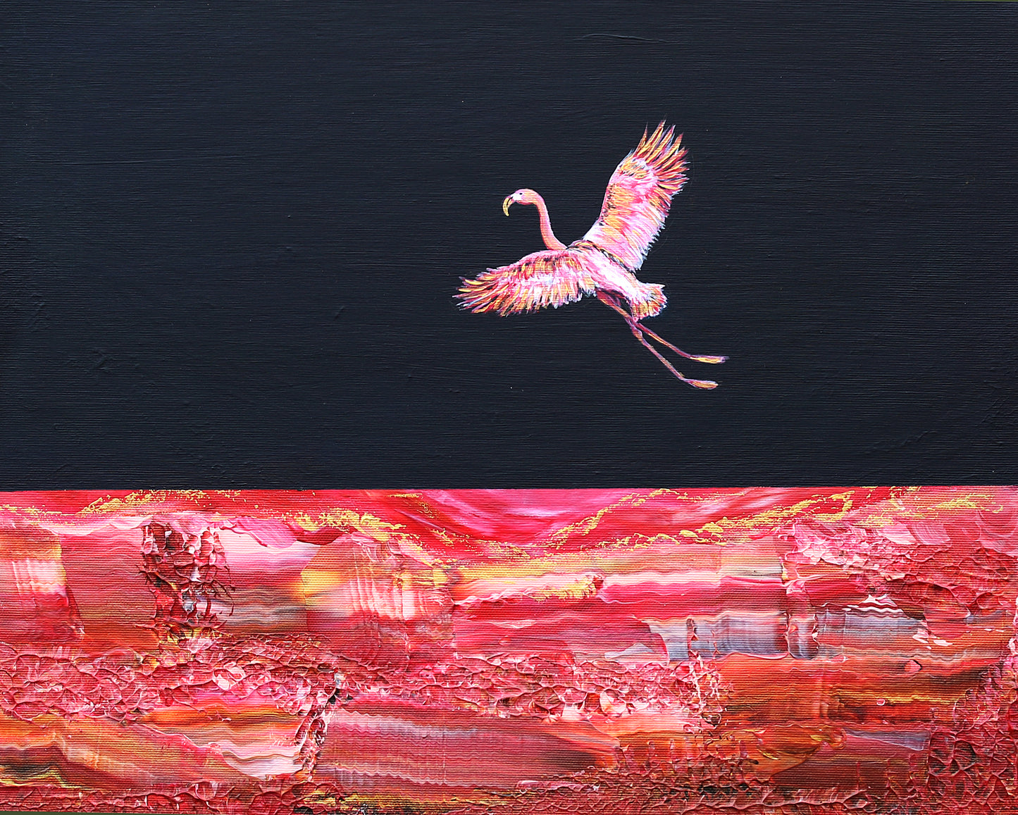 Dramatic flamingo 50x40cm