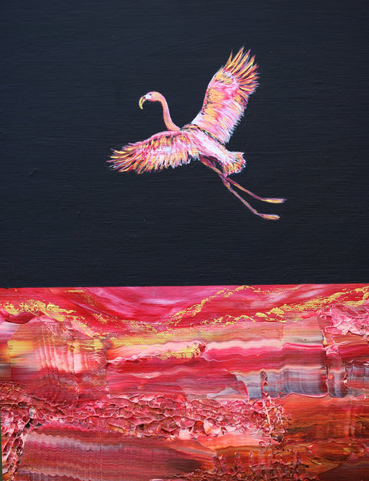 Dramatic flamingo 50x40cm