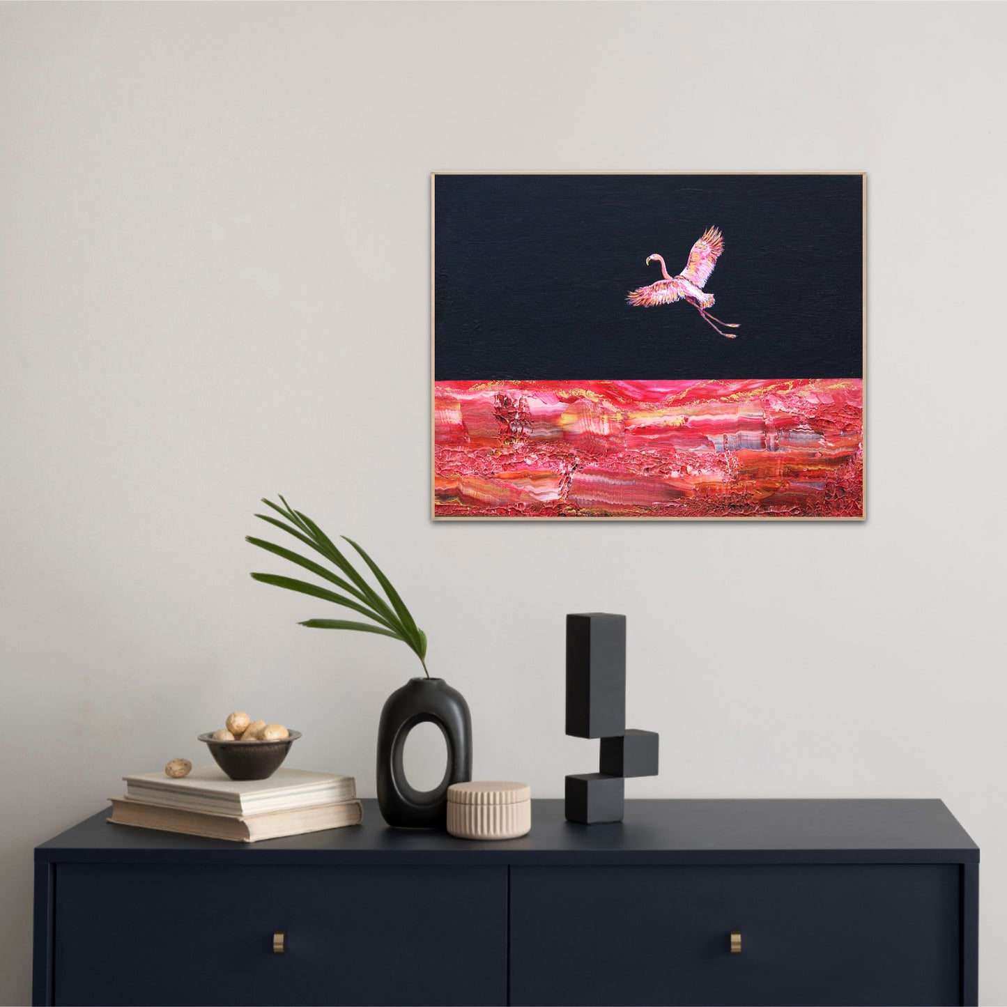 Dramatic flamingo 50x40cm