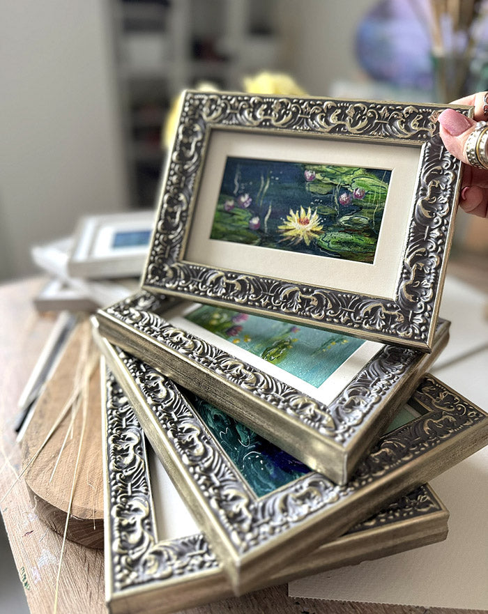 Framed monet style impressionist paintings