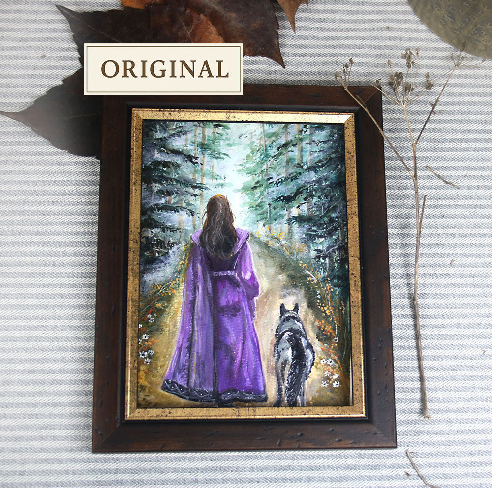 Autumn Stroll - Girl with a Wolf - Original
