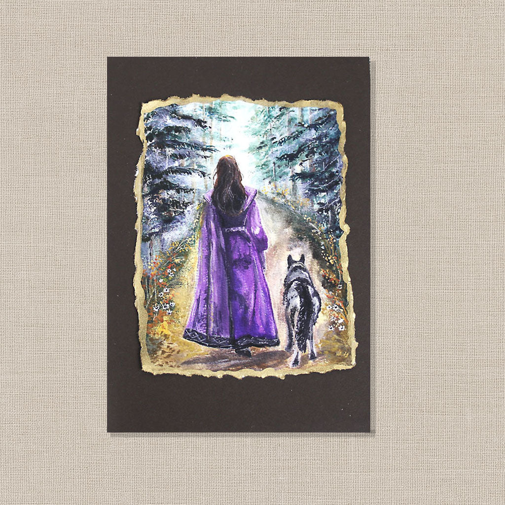 Girl with the Wolf – Hand-Deckled Artisan Mini Print