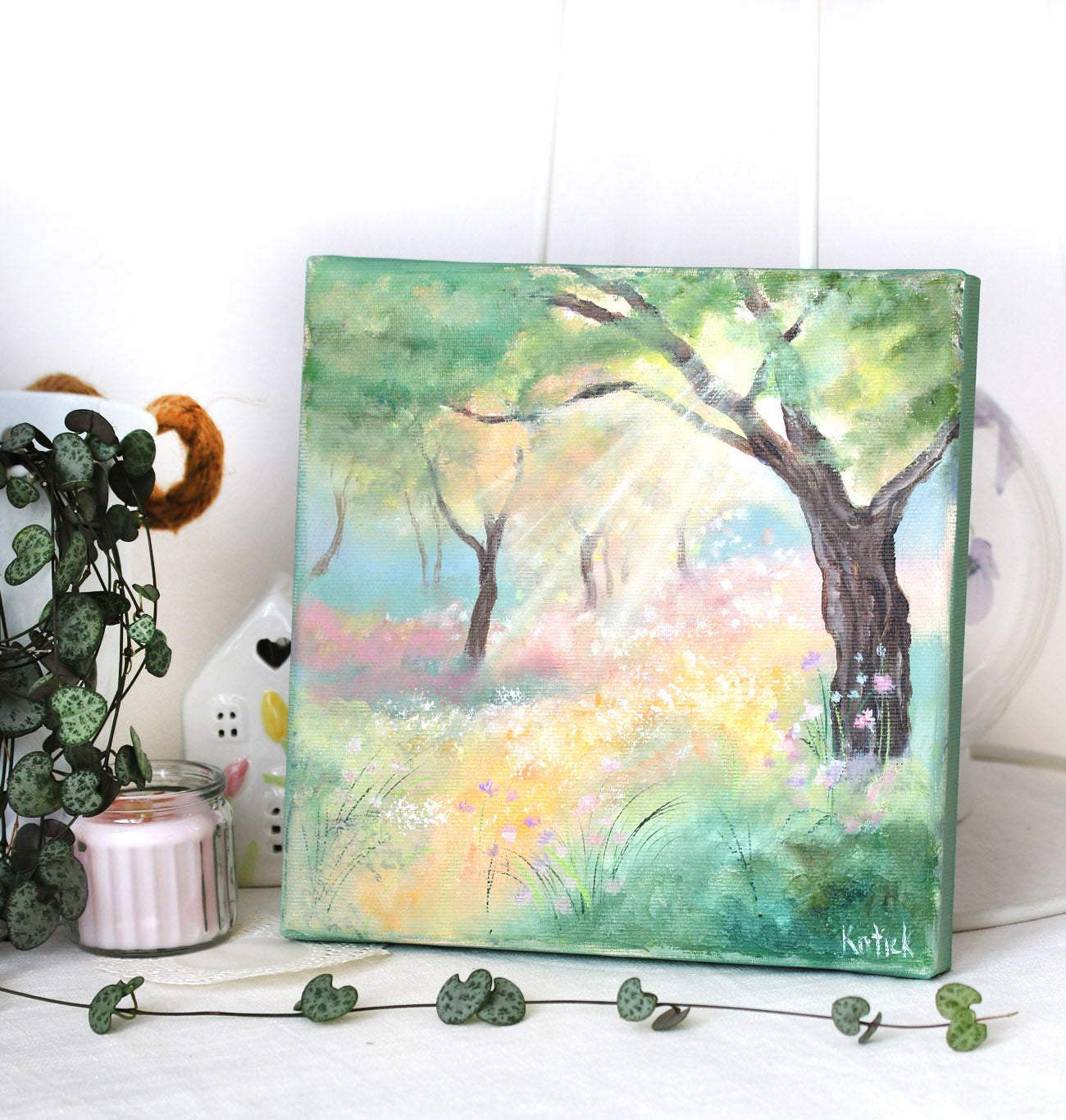 Sun light and meadow impressionist style painting